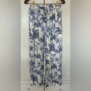 Summer Pants Blue Island Beach Line Size Small NWT Side Pockets Wide Legged
